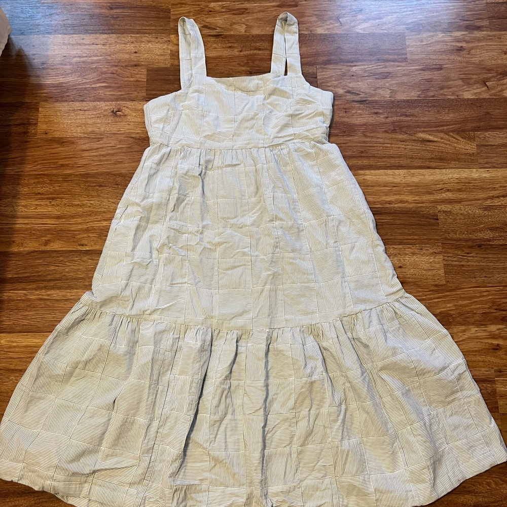 Madewell Thin Blue/White Geometric Striped Dress Size 12